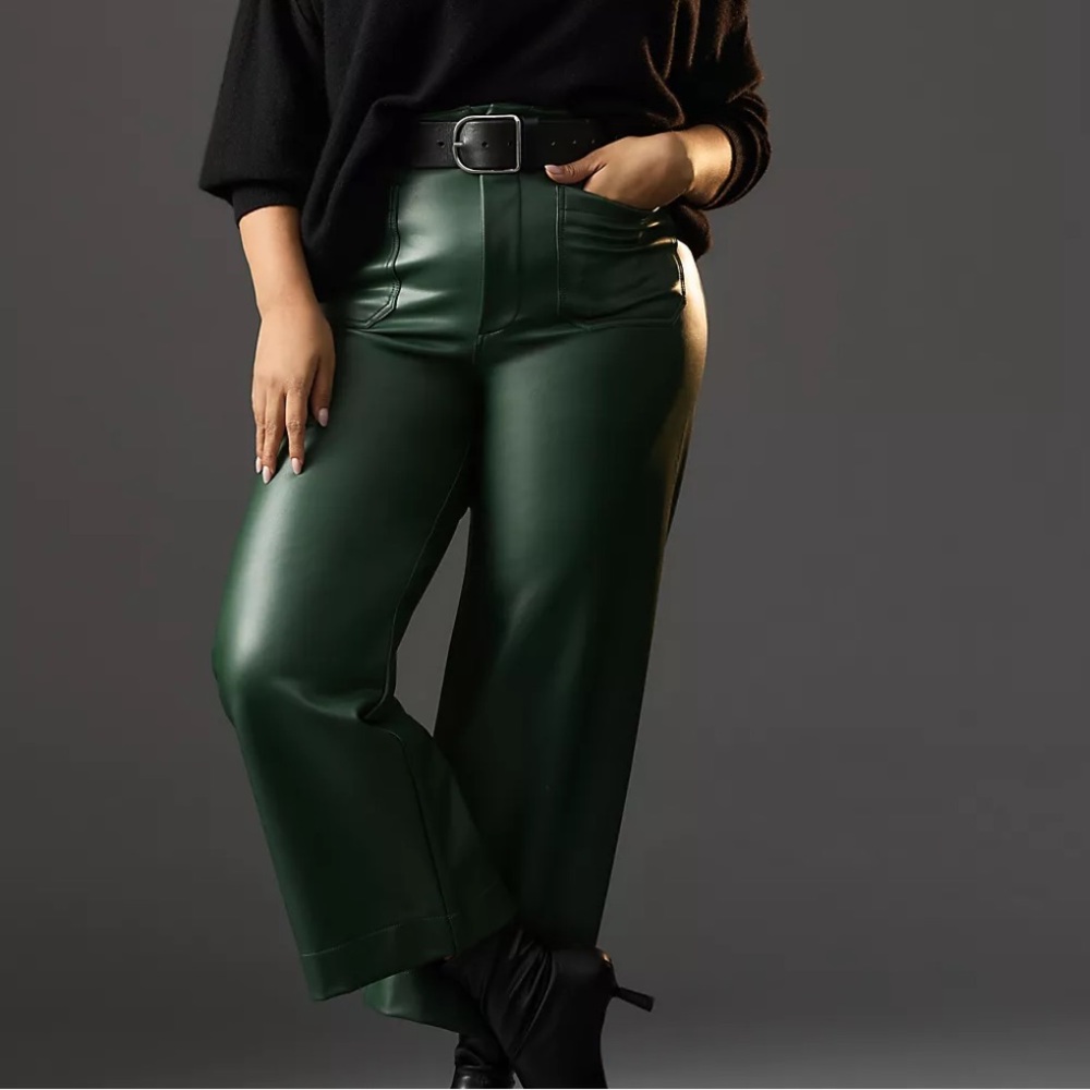 The Colette Cropped Wide-Leg Faux Leather Pants by Maeve